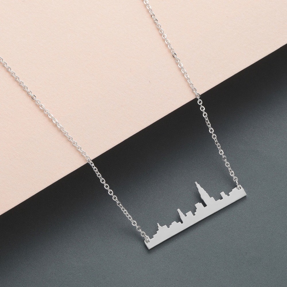 Dainty NYC New York Skyline Silver Necklace - Picture 2 of 6